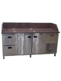 Холодильный стол 1860х700х850 (2 двери+2 ящика) 3 борта, гранитная столешница